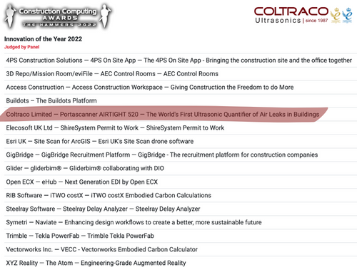 Finalist for The Construction Computing Awards in the 'Innovation of the Year 2022' Award Category.