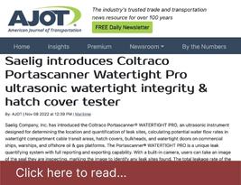AJOT publish the article on "Saelig introduces Coltraco Portascanner Watertight Pro ultrasonic watertight integrity & hatch cover tester" - November 2022 | Coltraco