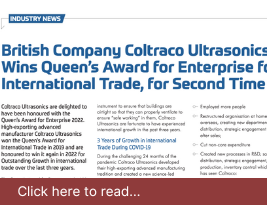 Surface World Mag Publish our Press Release on "British Company Coltraco Ultrasonics Wins Queen’s Award for Enterprise for International Trade, for Second Time" - June 2022 | Coltraco
